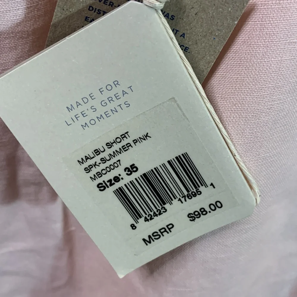 NWT Faherty Malibu Short in Summer Pink Linen & Cotton Blend Shorts Size 35